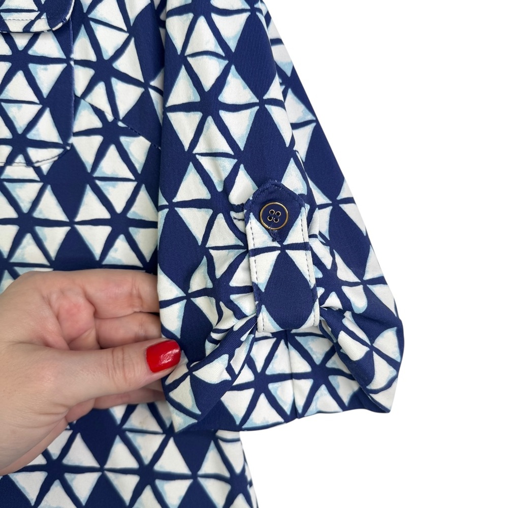 J. McLaughlin Lawrence Geometric Catalina Cloth Shirt Dressβ Roll Tab XS - Picture 8 of 15